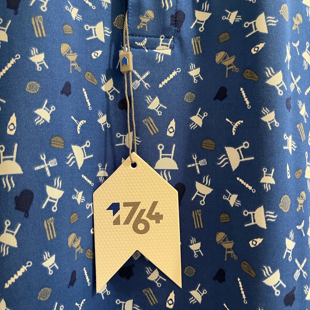NWT 1764 Golf Polo Men’s Size XXL Signature Polo Grill Barbecue BBQ Cooking Blue